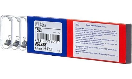 Лампа Koito BAX (пластиковый цоколь, T4.2), 14В, 1.12Вт, арт. 1563