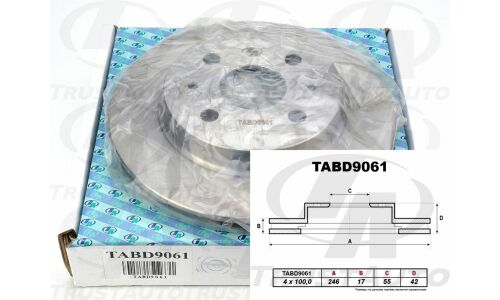 Диск тормозной TA, передний, правый/левый, 1 шт, арт. TABD9061