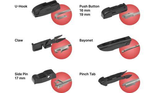 Щетка стеклоочистителя Double Force 275мм (11") каркасная, зимняя, крепления J-Hook, Side Pin (P&H), Pinch Tab, Push Button, 1 шт, арт. DFW11