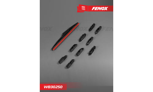 Щётка стеклоочистителя Fenox 300мм (12") каркасная, всесезонная, 10 переходников, 1 шт, арт. WB30250