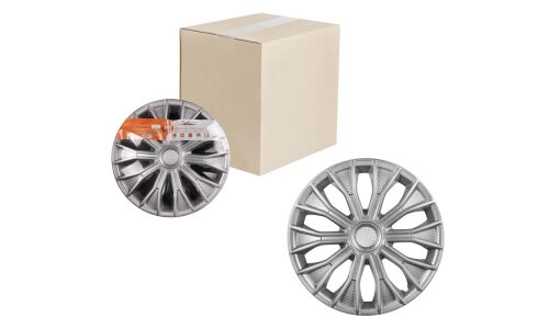 Колпаки на колеса Airline Волтек, 15", серебристые, под карбон, 2шт, арт. AWCC-15-14