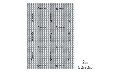 Вибропоглощающий материал Airline Base 2, толщина 2мм, 3.4кг/м², КМП 0.16, лист 500х700мм, арт. ADVI002