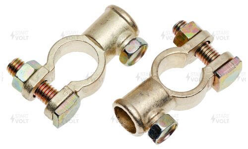 Клеммы для аккумулятора Startvolt, цинк, стандартные (+19.5/-17.9), крепление провода болтом, 2 шт, арт. SBT 012