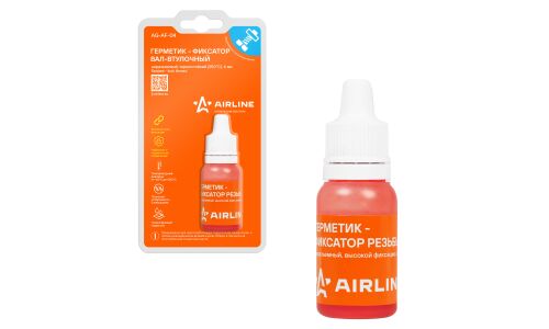 Герметик-фиксатор Airline Sealant-lock Thread, вал-втулочный, неразъёмный, термостойкий (до +250°С), красный, флакон 6мл, арт. AGAF04