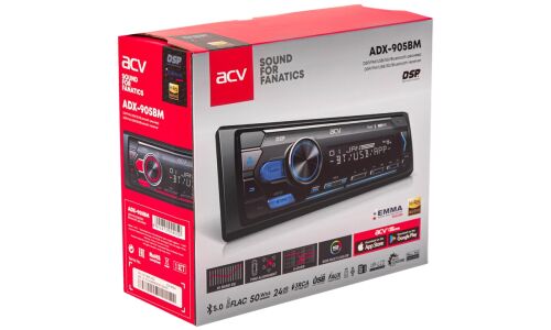 Автомагнитола ACV ADX-905BM DSP, 1 DIN, USB/AUX/Bluetooth, 4х50Вт, пульт ДУ, настраиваемая подсветка
