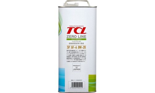 Масло моторное TCL Zero Line 0w20, синтетическое, API SP, ILSAC GF-6A, для бензинового двигателя, 4л, арт. Z0040020SP
