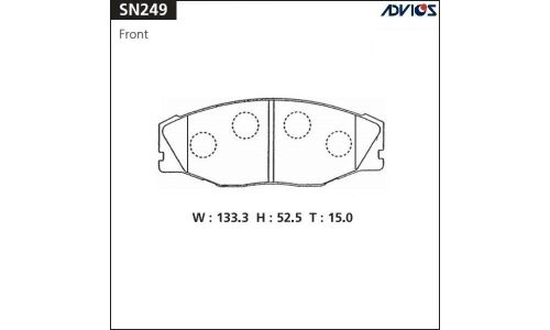 Колодки тормозные дисковые Advics передние, комплект на ось (4 шт), арт. SN249