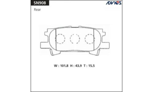 Колодки тормозные дисковые Advics задние, комплект на ось (4 шт), арт. SN908