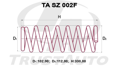 Пружина подвески TrustAuto усиленная, передняя, арт. TA SZ 002F
