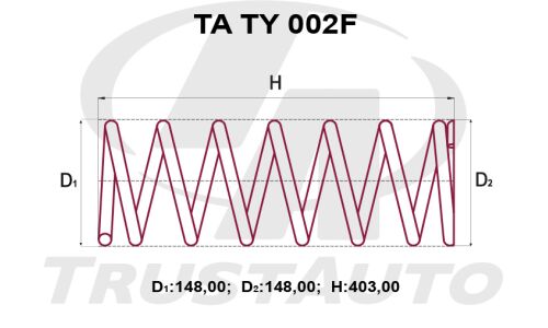 Пружина подвески TrustAuto усиленная, передняя, арт. TA TY 002F