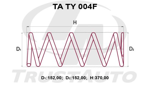 Пружина подвески TrustAuto усиленная, передняя, арт. TA TY 004F