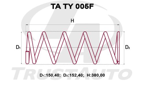 Пружина подвески TrustAuto усиленная, передняя, арт. TA TY 005F