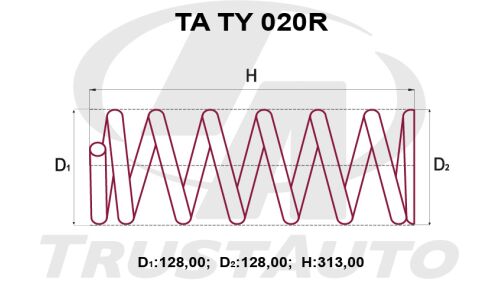 Пружина подвески TrustAuto усиленная, задняя, арт. TA TY 020R