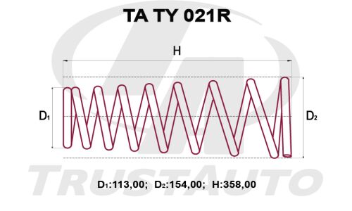 Пружина подвески TrustAuto усиленная, задняя, арт. TA TY 021R