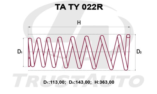 Пружина подвески TrustAuto усиленная, задняя, арт. TA TY 022R