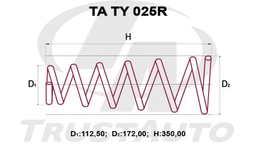 Пружина подвески TrustAuto усиленная, задняя, арт. TA TY 025R