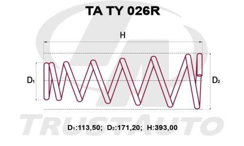 Пружина подвески TrustAuto усиленная, задняя, арт. TA TY 026R