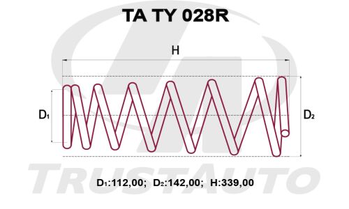 Пружина подвески TrustAuto усиленная, задняя, арт. TA TY 028R