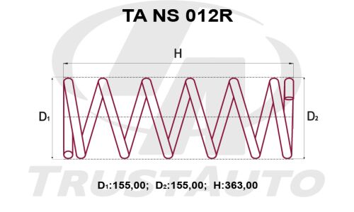 Пружина подвески TrustAuto усиленная, задняя, арт. TA NS 012R