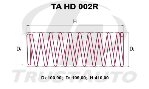 Пружина подвески TrustAuto усиленная, задняя, арт. TA HD 002R