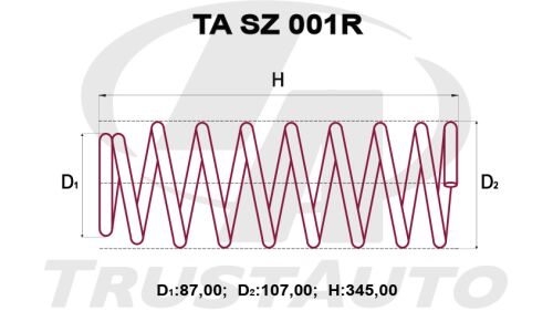 Пружина подвески TrustAuto усиленная, задняя, арт. TA SZ 001R