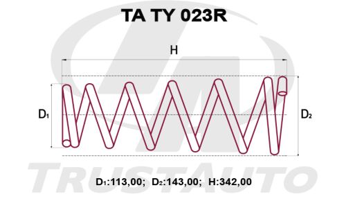 Пружина подвески TrustAuto усиленная, задняя, арт. TA TY 023R