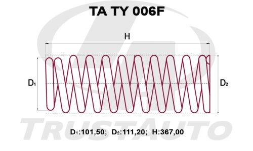 Пружина подвески TrustAuto усиленная, передняя, арт. TA TY 006F