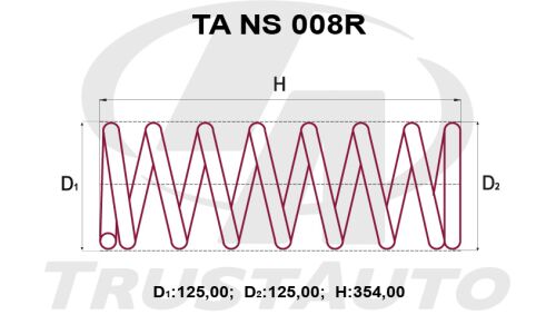 Пружина подвески TrustAuto усиленная, задняя, арт. TA NS 008R