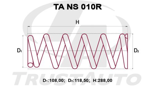 Пружина подвески TrustAuto усиленная, задняя, арт. TA NS 010R