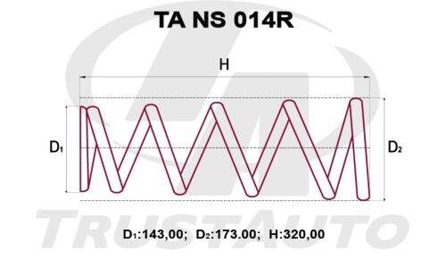 Пружина подвески TrustAuto усиленная, задняя, арт. TA NS 014R