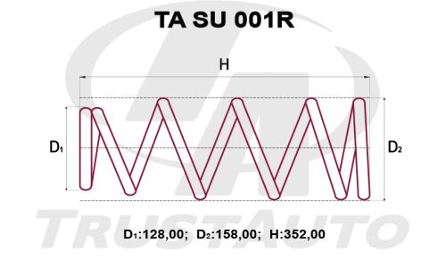 Пружина подвески TrustAuto усиленная, задняя, арт. TA SU 001R