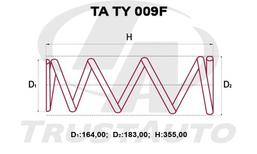Пружина подвески TrustAuto усиленная, передняя, арт. TA TY 009F