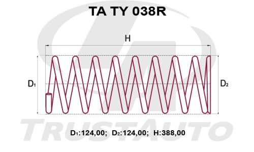 Пружина подвески TrustAuto усиленная, задняя, арт. TA TY 038R
