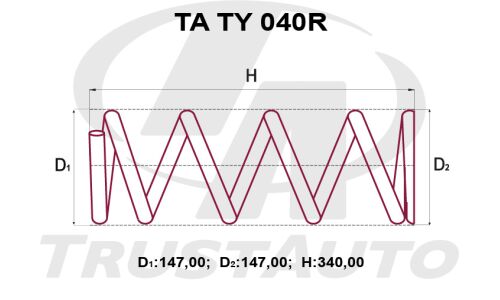 Пружина подвески TrustAuto усиленная, задняя, арт. TA TY 040R