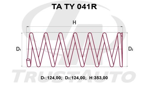 Пружина подвески TrustAuto усиленная, задняя, арт. TA TY 041R
