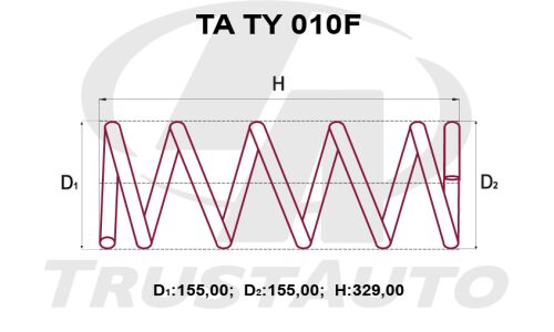 Пружина подвески TrustAuto усиленная, передняя, арт. TA TY 010F