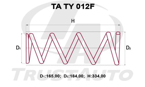 Пружина подвески TrustAuto усиленная, передняя, арт. TA TY 012F