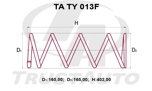 Пружина подвески TrustAuto усиленная, передняя, арт. TA TY 013F