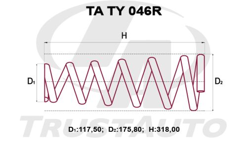 Пружина подвески TrustAuto усиленная, задняя, арт. TA TY 046R