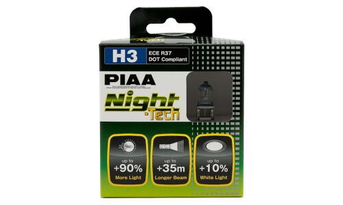 Лампа галогенная PIAA Night Tech H3 (PK22s, T12), 12В, 55Вт, 3600К, комплект 2 шт