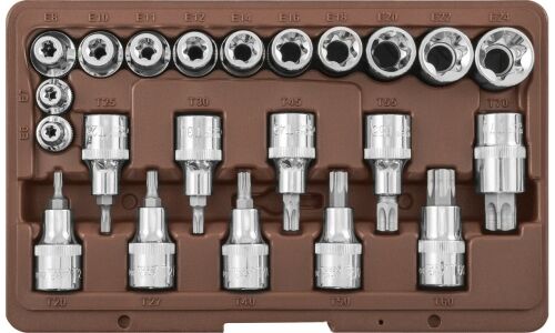 Набор торцевых головок Ombra, под размеры 1/2" и 3/8", комплект 22 предмета, арт. 55582