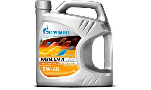 Масло моторное Gazpromneft Premium N 5w40, синтетическое, API SN/CF, ACEA A3/B3/B4, универсальное, 4л, арт. 253140423