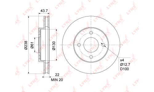 Диск тормозной LYNXauto, арт. BN-1109