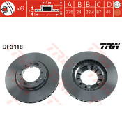 Тормозной диск TRW, арт. DF3118 Тормозной диск TRW, арт. DF3118