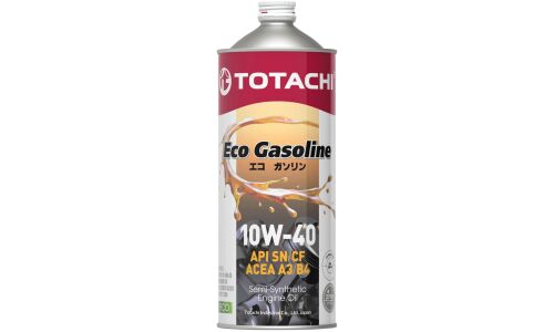Масло моторное Totachi Eco Gasoline 10w40 полусинтетическое, API SN/CF, ACEA A3/B3/B4, универсальное, 1л, арт. 10901