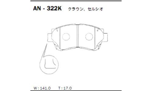 Колодки тормозные дисковые Akebono, комплект на ось (4 шт), арт. AN-322K