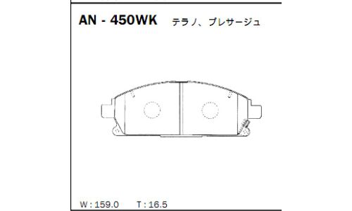 Колодки тормозные дисковые Akebono, комплект на ось (4 шт), арт. AN-450WK