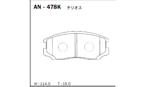 Колодки тормозные дисковые Akebono, комплект на ось (4 шт), арт. AN-478K