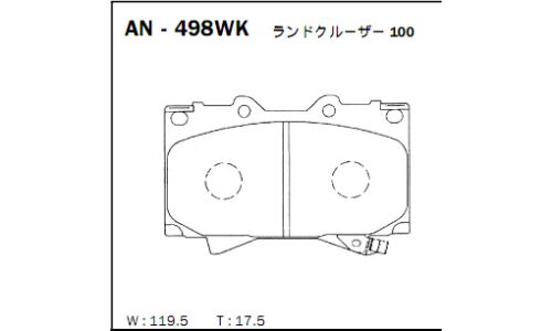 Колодки тормозные дисковые Akebono, комплект на ось (4 шт), арт. AN-498WK