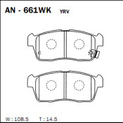 Колодки тормозные дисковые Akebono, комплект на ось (4 шт), арт. AN-661WK Колодки тормозные дисковые Akebono, комплект на ось (4 шт), арт. AN-661WK